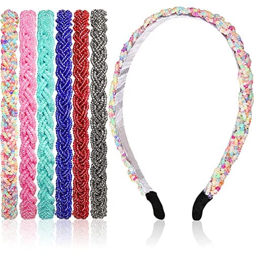MTLEE Sparkly Crystal Beaded Headbands for Women (Classic Colors)