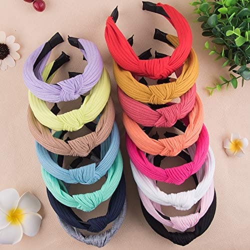 SIQUK Cross Knot Wide Cloth Knotted Headbands for Women and Girls | Stylish 15 Pieces Top Knot Headband Turbans