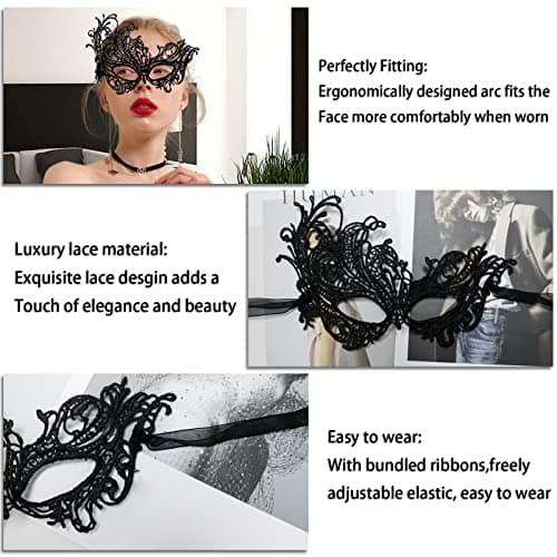 IncreDecor Couple Lace Masquerade Mask Set, Perfect for Halloween & Mardi Gras Costumes