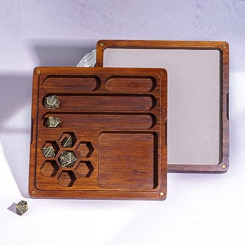 UDIXI 2-in-1 DND Dice Box with Magnetic Lid & Holder | Holds 6 Sets of Polyhedral Dice