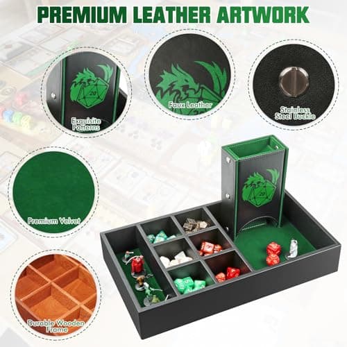 4-in-1 DND Dice Tray & Tower Storage Box, Perfect RPG Gift for D&D, MTG, and Gamers