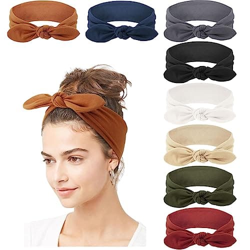 DRESHOW 8 Pack Adjustable Knotted Headbands for Women & Girls