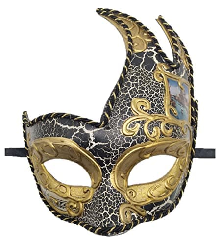 Coolwife Men's Vintage Venetian Checkered Masquerade Mask for Musical Party
