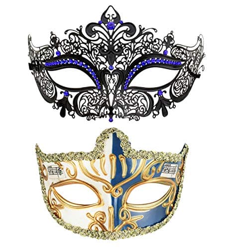 Thmyo Black Couples Venetian Masquerade Mask for Halloween Mardi Gras