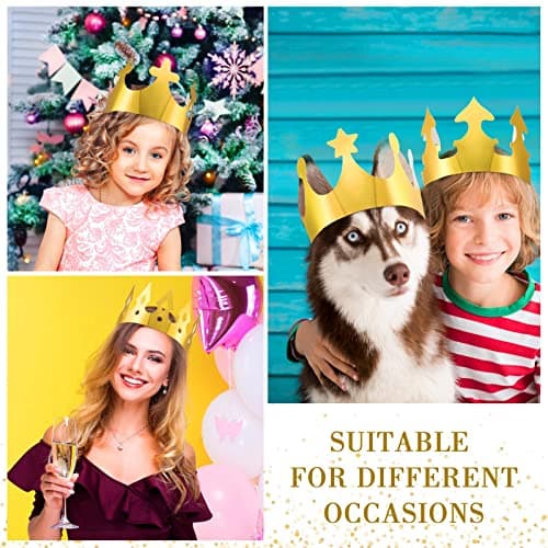 Crtiin 500 Pcs Gold Paper Crowns, Party Hats for Kids & Adults