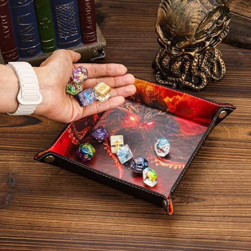 PU Leather Portable Dice Rolling Mat for RPG Games and Jewelry Valet