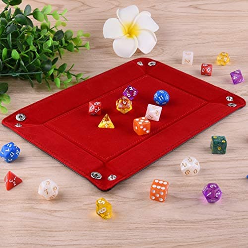 SIQUK Double Sided Folding Dice Tray in PU Leather and Velvet