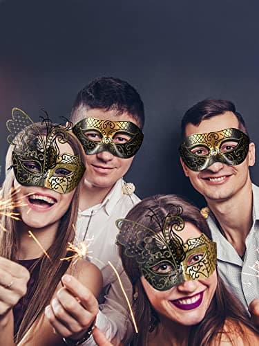 Civaner 2-Pc Couples Butterfly Rhinestone Mask for Halloween Party