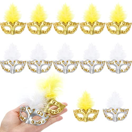 MIKIMIQI 12-Piece Mini Mardi Gras Mask Bulk Party Decorations