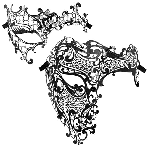 Thmyo Couples Masquerade Mask - Phantom of the Opera Laser Cut Metal