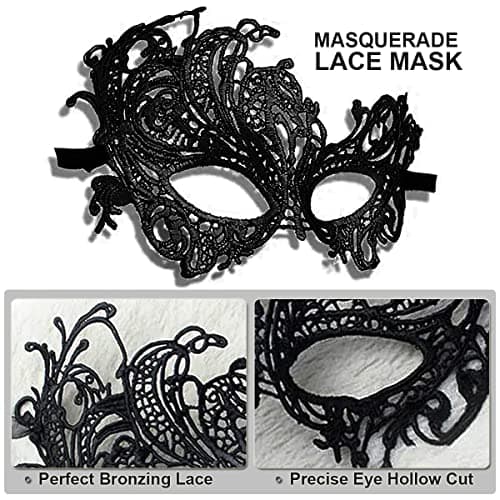 Cosmer Masquerade Mask for Couples Halloween Party 2Pack