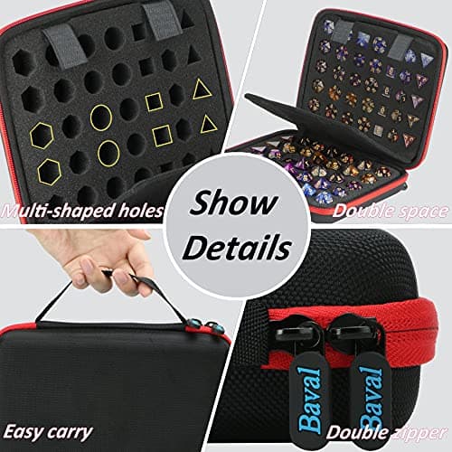 Bavel DND Dice Case with Detachable Sponge, D6 D20 Set for RPG, MTG, Table Games