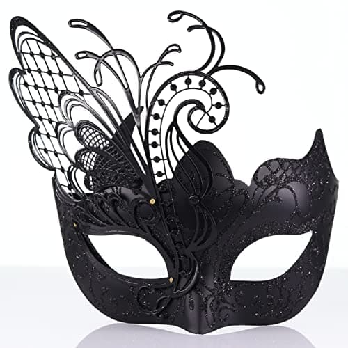 Ubauta Rhinestone Venetian Women Mask for Masquerade/Costume Ball (Gold Blue Butterfly)