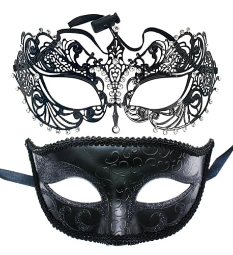 ZbFwmx Couple Masquerade Mask Set Black Costume Mask Cosplay Party Ball