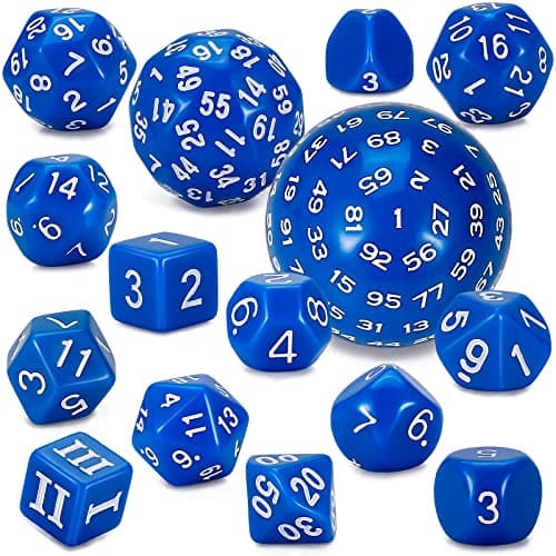 CiaraQ DND Polyhedral Dice Set (15pcs) with Bag for Dungeons & Dragons Games (Black & Green)