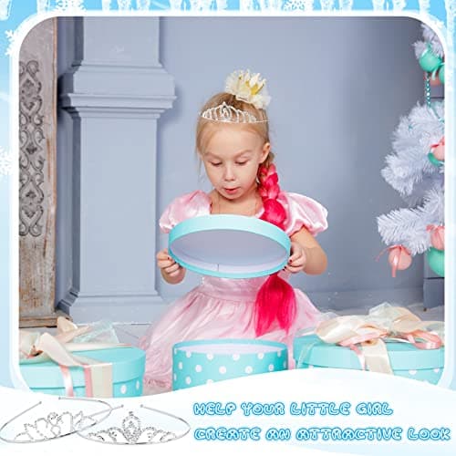 Silver Rhinestone Princess Tiara Crown for Girls, Bulk Birthday Party Jewelry