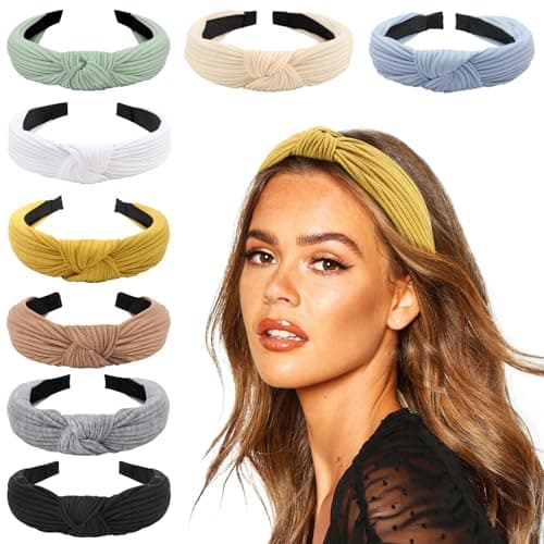 DRESHOW 8 Pack Knotted Headbands for Women Wide Turban Yoga Exercise Accessories