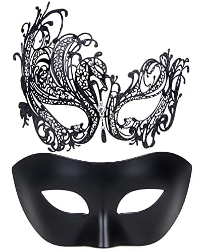 IETANG Couple Half Venetian Masquerade Mask for Parties