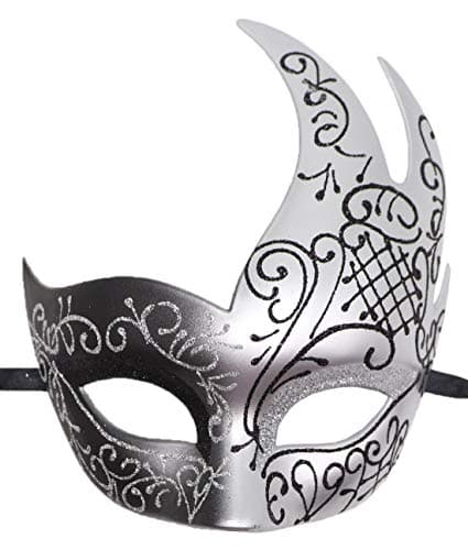 Coolwife Men's Vintage Venetian Checkered Masquerade Mask for Musical Party