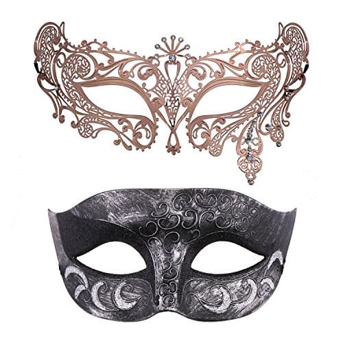 Thmyo Venetian Couple's Crown Masquerade Mask Mardi Gras Prom Costume