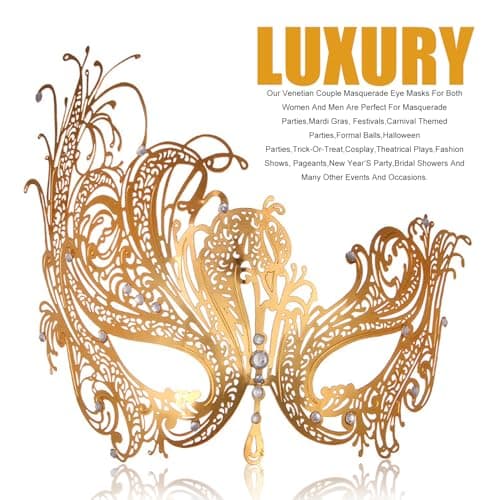 Cosmer Masquerade Mask for Couples Halloween Party Prom