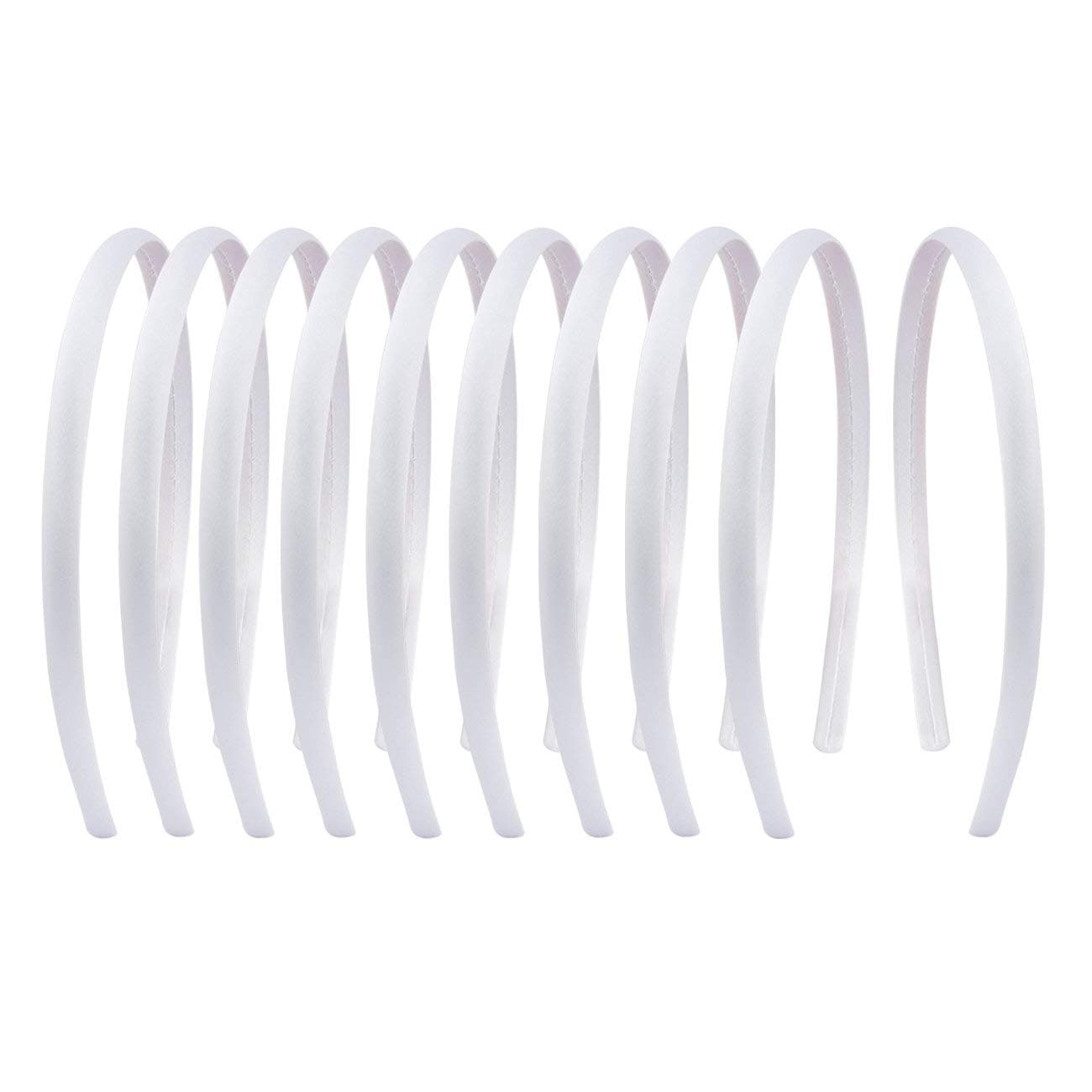 Pure White Satin Headbands for Women and Girls