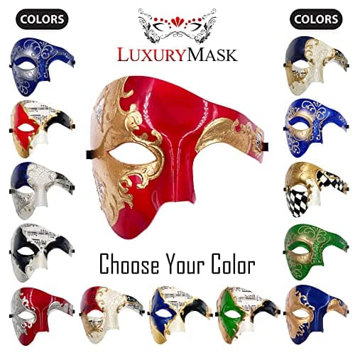 Phantom of the Opera Masque Mask for Men Prom Mardi Gras Haloween