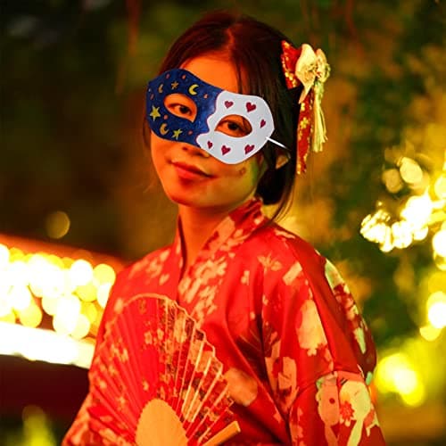 Yookat 14-Piece White Paintable Paper Art Masks - Mardi Gras Masquerade