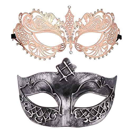 Thmyo Venetian Couple's Crown Masquerade Mask Mardi Gras Prom Costume