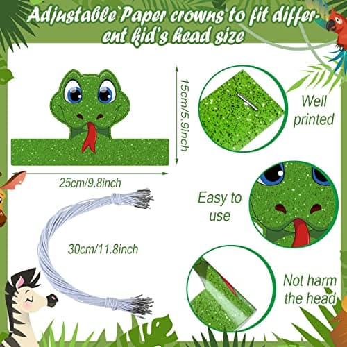 Tinlade 48pcs Jungle Safari Animal Headbands Sea Animals Birthday Hats
