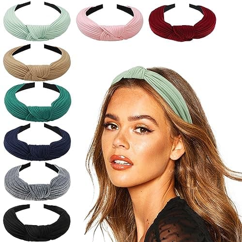 DRESHOW 8 Pack Knotted Headbands for Women Wide Turban Yoga Exercise Accessories