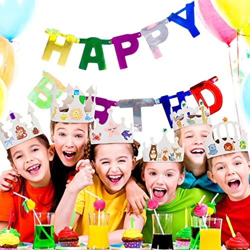 Thenshop White DIY Paper Crowns for Kids Birthday Party Decoration
