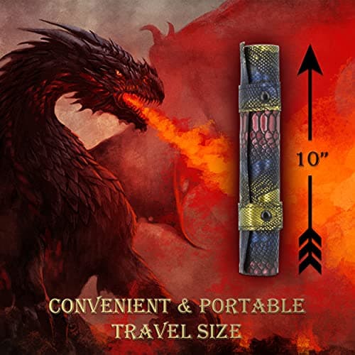 CASEMATIX Dice Rolling Tray & Mat with 7 DND Dice - Travel Holder for Up to 14 Dice