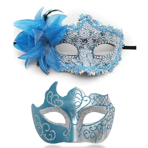Cosmer Masquerade Mask for Couples Halloween & Mardi Gras Party