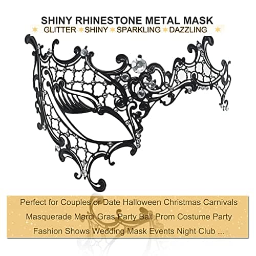 MYMENU Couples Masquerade Mask Women Metal Rhinestone Venetian Party