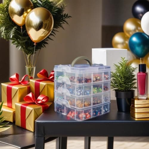 DND Dice Storage Box with Removable Dividers Plastic Organizer