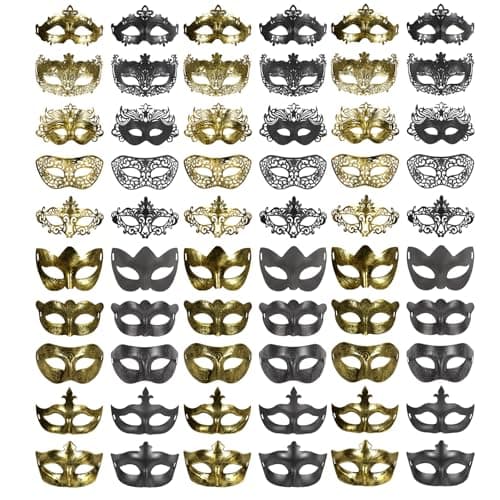 Vintage Masquerade Masks - 100 Bulk, Perfect for Venetian, Mardi Gras & More