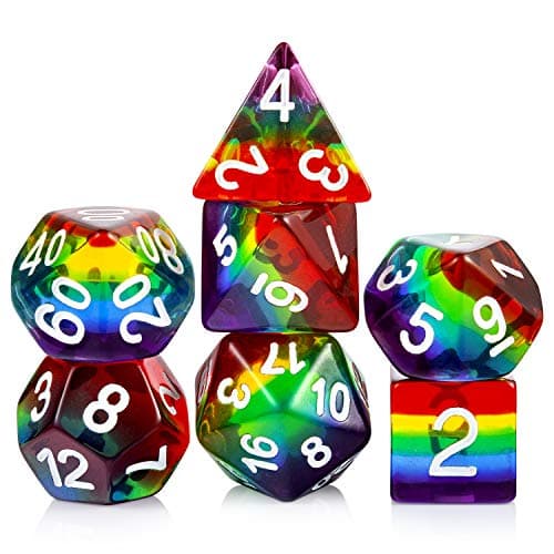 Enchanting Cat D&D 7PC Resin Dice Set with Bag