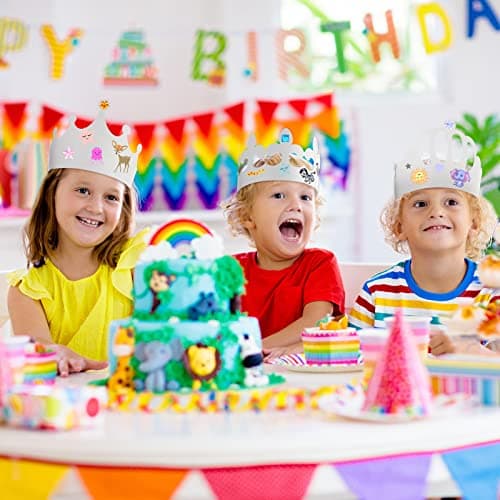Thenshop White DIY Paper Crowns for Kids Birthday Party Decoration