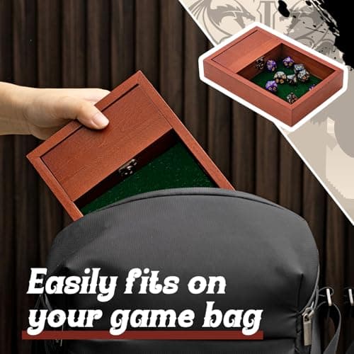 Wooden Dice Tray with Storage & Travel Lid Secures Metal Latch