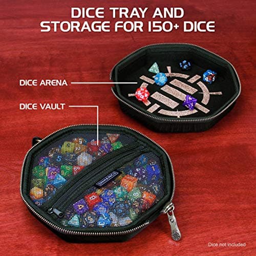 Rugged Black DND Dice Tray & Case for 150 D&D Shakers - Perfect for Game Night