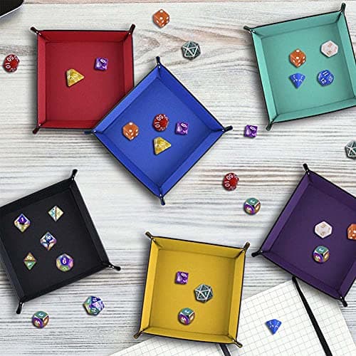 Red PU Leather Dice Rolling Tray for Gaming