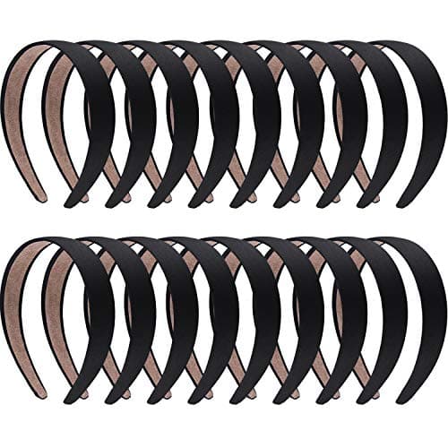 SIQUK 18 Pieces Colorful 1 Inch Wide Non-slip Satin Headbands for Women and Girls