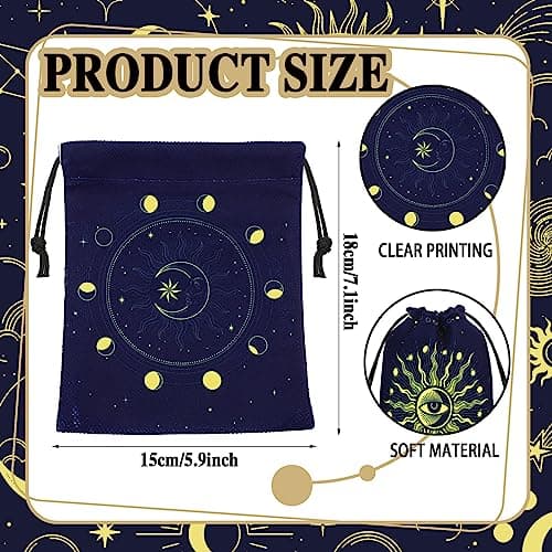 Paterr Vintage Drawstring Pouches for Tarot Cards, Runes & Jewelry (7.1 x 5.9 Inch)