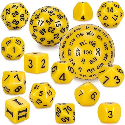 CiaraQ DND Polyhedral Dice Set (15pcs) with Bag for Dungeons & Dragons Games (Black & Green)