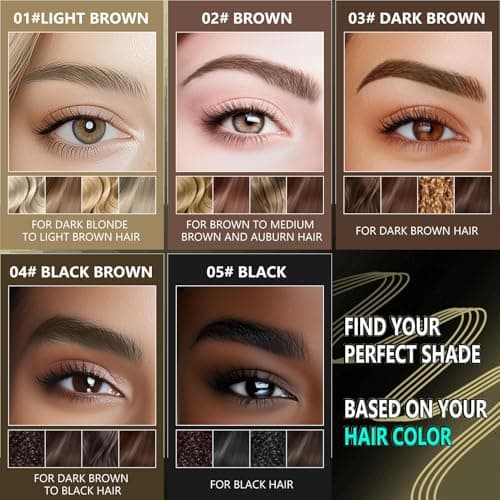 2-in-1 Dual Head Eyebrow Pen & Gel, Waterproof 3# Dark Brown