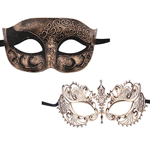 XVEVINA Vintage Gold Venetian Mask for Couples