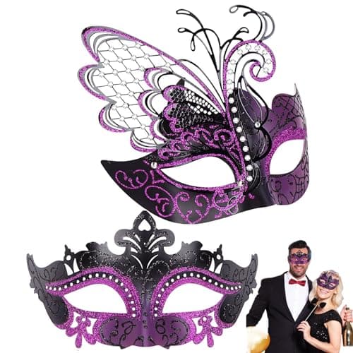 Couples Masquerade Mask Set for Venetian Party, Halloween Costume, Mardi Gras, Prom Ball