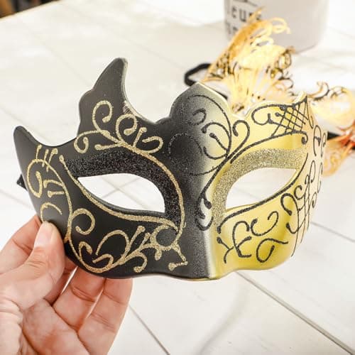 YU FENG Venetian Masquerade Mask for Women, Couples & Besties Prom, Balls, Mardi Gras, Halloween & Parties Costume Mask