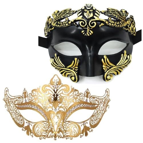Cosmer Masquerade Mask for Couples Halloween Party Prom